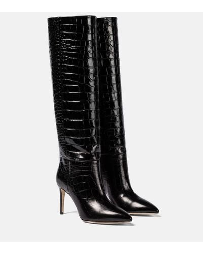 Paris Texas Croc-effect Leather Knee-high Boots - Black