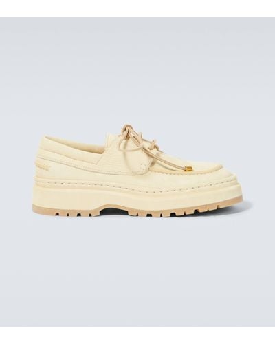 Jacquemus Pavane Leather Boat Shoes - White