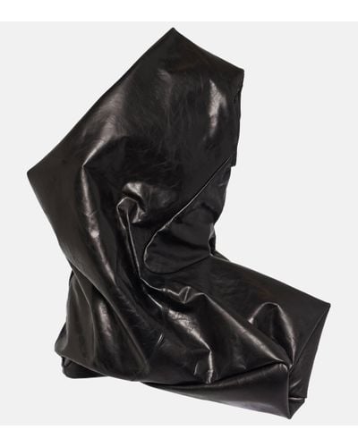 Rick Owens Top asymetrique en cuir - Noir