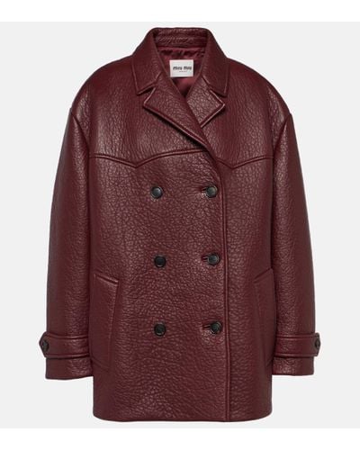 Miu Miu Double-breasted Leather Jacket - Red