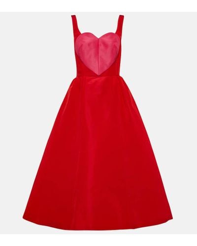 Carolina Herrera Heart Silk Midi Dress - Red