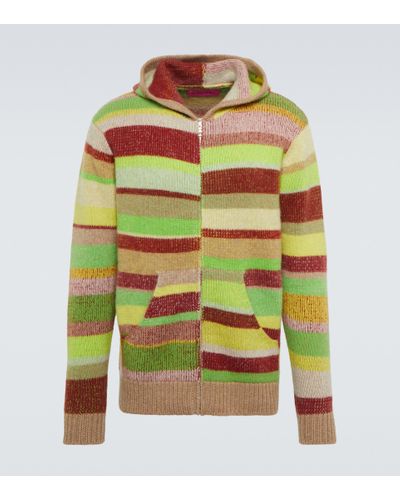 The Elder Statesman Stripe Super Soft Cashmere Hooded Sweatshirt - Multicolor