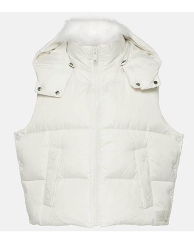 Yves Salomon Shearling-trimmed Cropped Down Vest - White