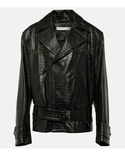 Alessandra Rich Studded Leather Biker Jacket - Black