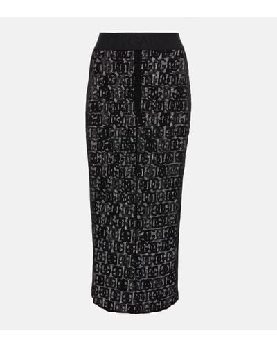 Dolce & Gabbana Dg Cotton-blend Tulle Midi Skirt - Black