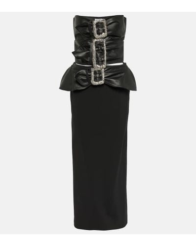 Jean Paul Gaultier Leather-trimmed Buckle-detail Bustier Gown - Black