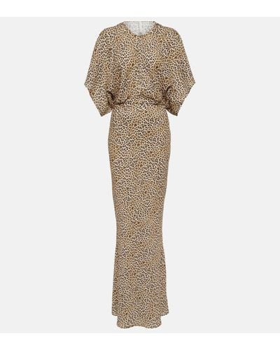 Norma Kamali Obie Leopard-print Georgette Gown - Natural