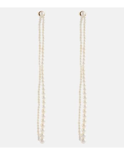 Sophie Bille Brahe Promenade De Perles 14kt Gold Pearl Drop Earrings - White