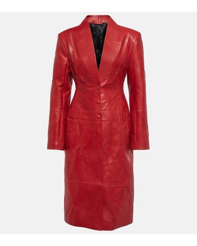 Acne Studios Manteau en cuir - Rouge