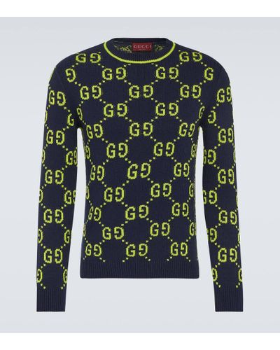 Gucci GG Cotton-blend Jacquard Sweater - Green