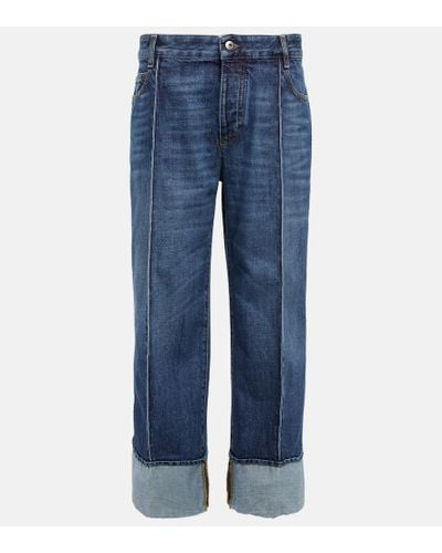 Bottega Veneta High-Rise Cropped Straight Jeans - Blau