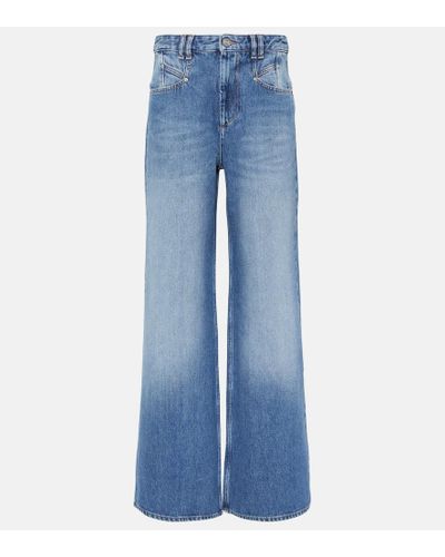 Isabel Marant Jeans Lemony a gamba larga e vita alta - Blu