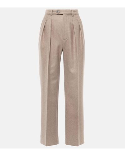 Loro Piana High-rise Wool And Cashmere Suit Trousers - Natural