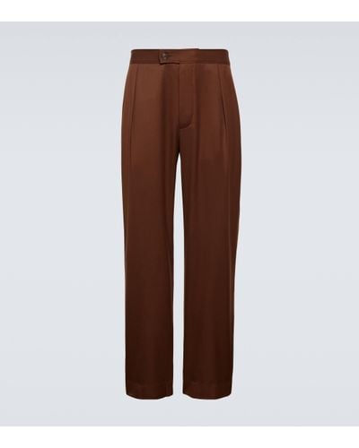 King & Tuckfield Cotton And Linen Trousers - Brown