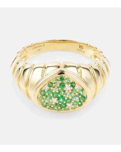 Marina B Timo 18kt Gold Ring With Tsavorites And Diamonds - Metallic