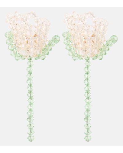 Simone Rocha Cluster Crystal Drop Earrings - White