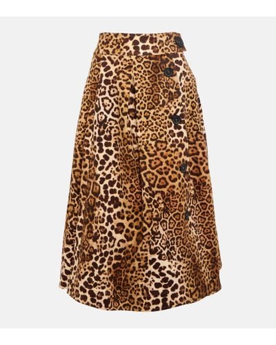 Carolina Herrera Leopard-print Midi Skirt - Natural