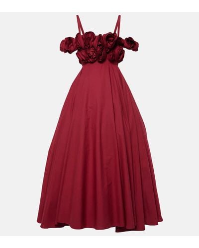 Giambattista Valli Vestido de fiesta de algodon con apliques - Rojo