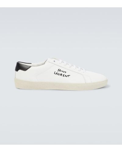 Saint Laurent Zapatillas de piel bordadas con logo - Blanco