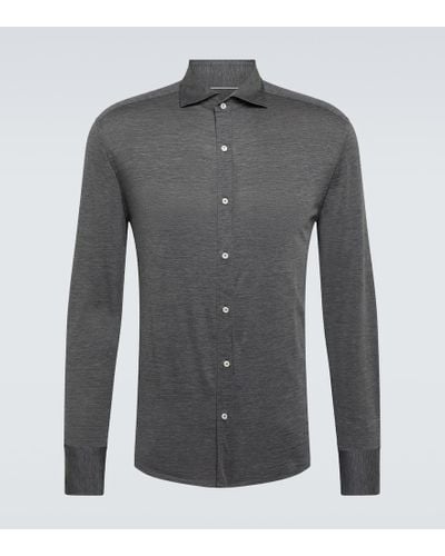 Brunello Cucinelli Silk And Cotton Shirt - Gray