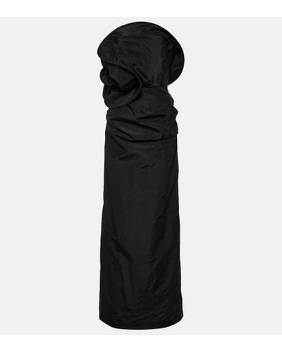Magda Butrym Floral-applique Silk Taffeta Gown - Black