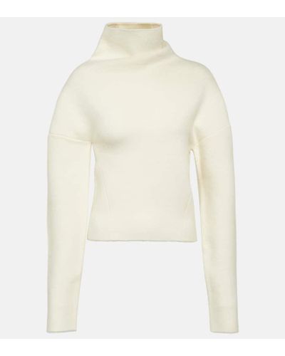 The Row Enoch Asymmetric Wool Turtleneck Sweater - White