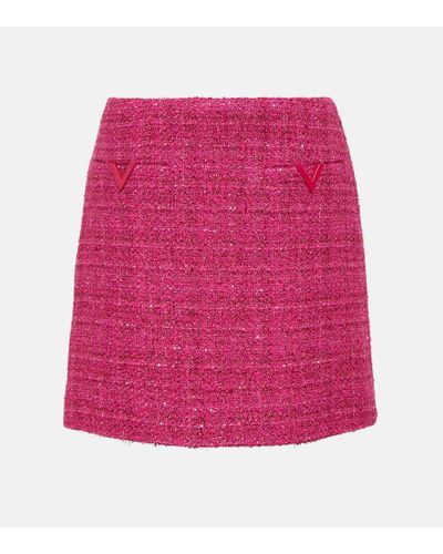 Valentino Minifalda de tweed - Rosa