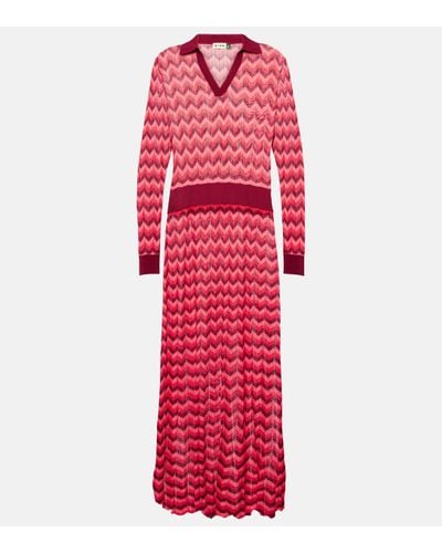 RIXO London Annie Striped Maxi Dress - Red