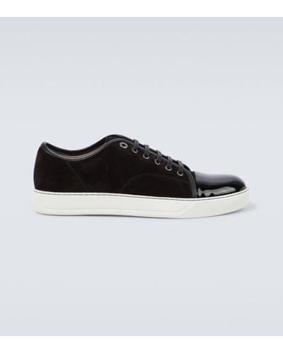 Lanvin Dbb1 Suede And Patent Leather Trainers - Black