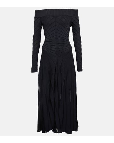 Alaïa Off-shoulder Jersey Midi Dress - Black