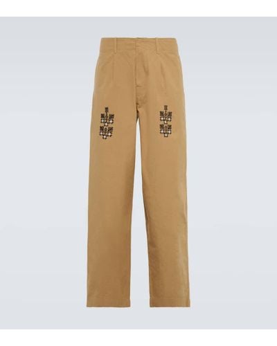 Adish Qrunful Embroidered Cotton Ripstop Pants - Natural