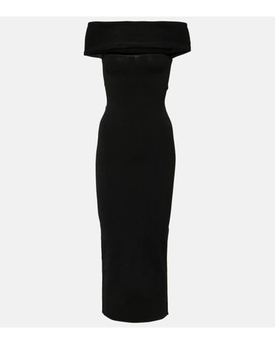 Totême Ribbed-knit Mid Dress - Black