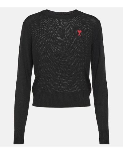 Ami Paris Ami De Cour Wool Sweater - Black