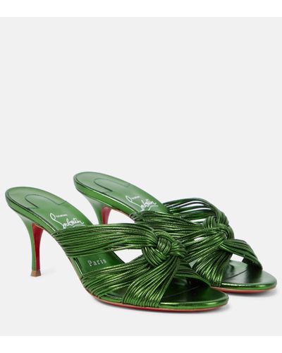 Christian Louboutin Multitaski 70 Knotted Leather Sandals - Green