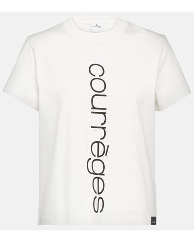 Courreges Logo Printed Cotton T-shirt - White