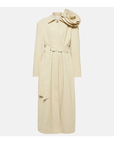 Magda Butrym Floral-applique Cotton Gabardine Trench Coat - Natural