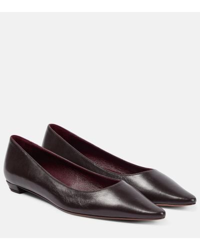 The Row Claudette Leather Ballet Flats - Brown