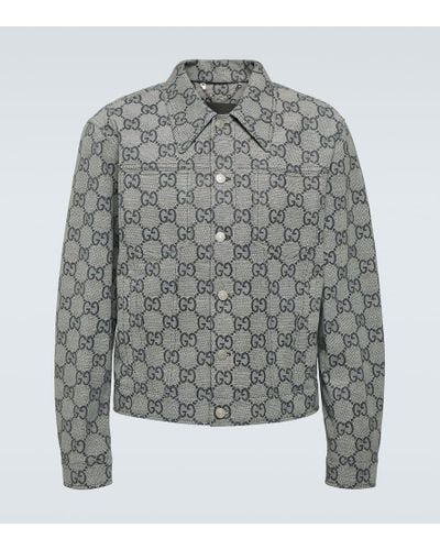 Gucci GG Leather Jacket - Gray