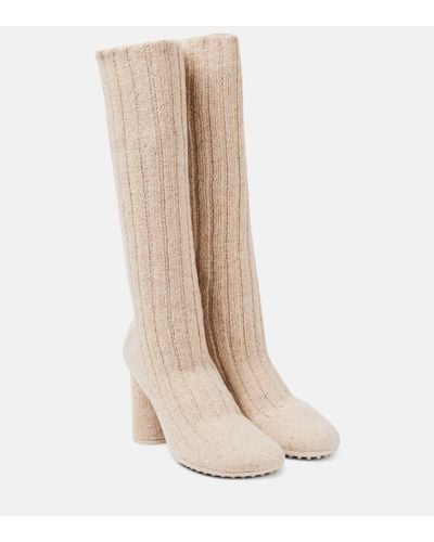 Bottega Veneta Atomic Knitted Knee-high Sock Boots - Natural