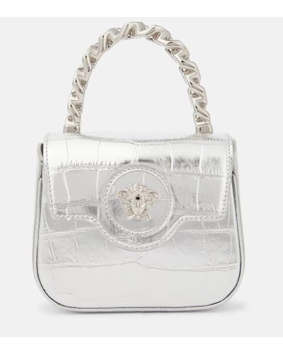 Versace Mini -colored Handbag With Medusa Head Detail In Laminated Leather Woman - White