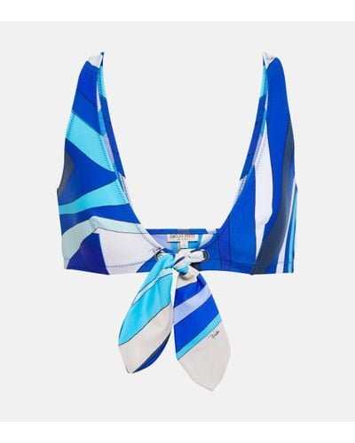 Emilio Pucci Haut de bikini imprime - Bleu