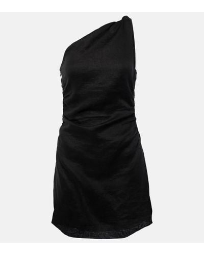 Faithfull The Brand Marga Gathered Linen Minidress - Black