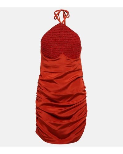 The Mannei Alcala Ruched Silk-blend Minidress - Red