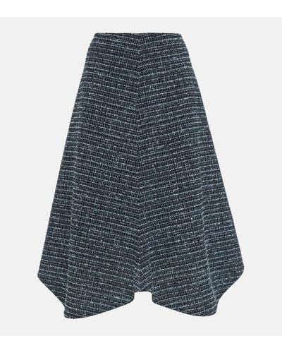 Bottega Veneta Asymmetric Tweed Midi Skirt - Blue
