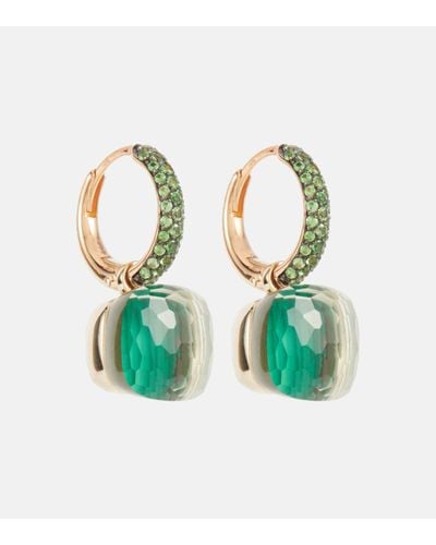 Pomellato Nudo Classic 18kt Rose And White Gold Earrings With Gemstones - Green