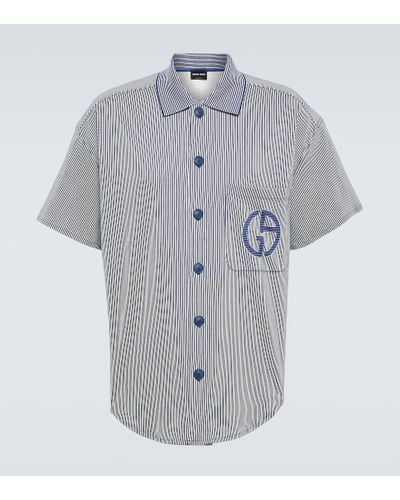Giorgio Armani Camisa de algodon a rayas - Gris