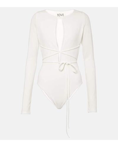 TOVE Jennifer Cutout Crepe Jersey Bodysuit - White
