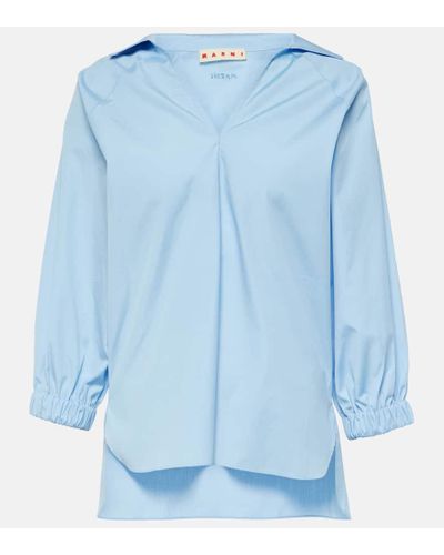 Marni Camisa de popelin de algodon - Azul