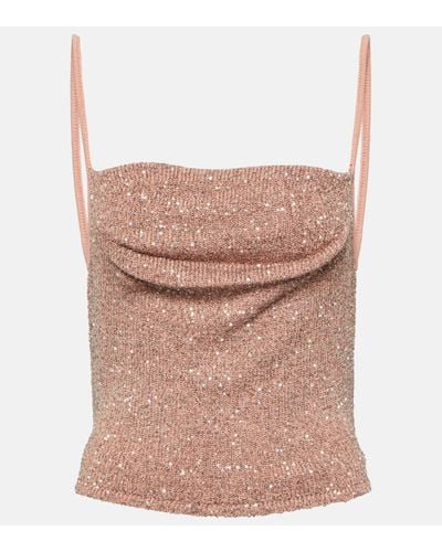 Altuzarra Diaplo Metallic Knit Crop Top - Pink