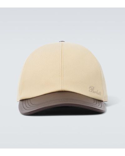 Berluti Leather-trimmed Cotton Baseball Cap - Natural